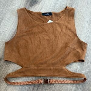 ANGL Brown Crop Top Stylish Essential